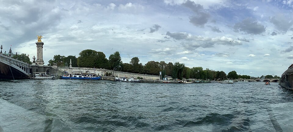 Panorama on the River Seine in Paris, France.