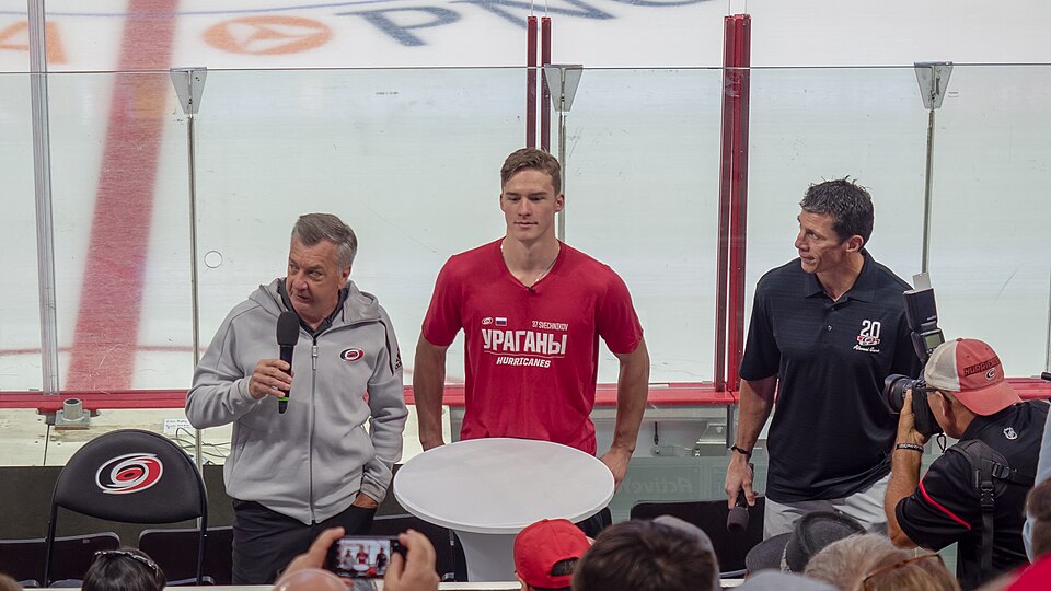 Don Waddell, Andrei Svechnikov, and Rod Brind'Amour