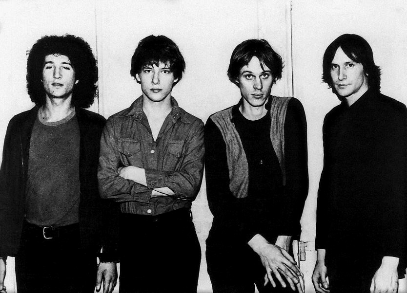 American rock band Television in a 1977 publicity photo promoting their debut album, Marquee Moon, on Elektra Records. Left to right: Billy Ficca, Richard Lloyd, Tom Verlaine, and Fred Smith.