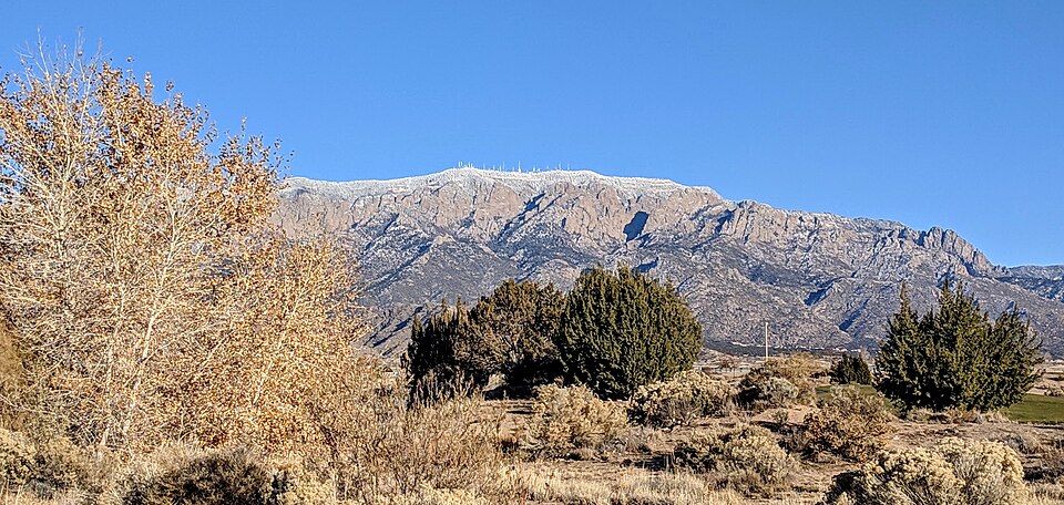 Sandia Crest with a wisp of snow, viewed from Sandia Resort &amp; Casino, just north of Albuquerque.