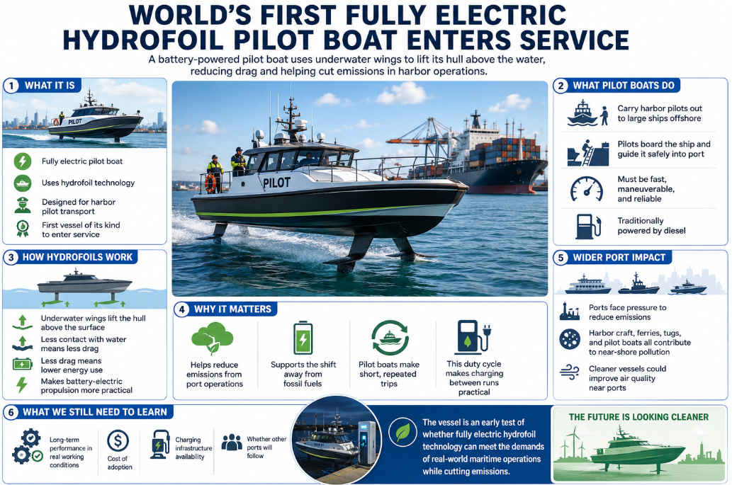 World's First Fully Electric Hydrofoil Pilot Boat Launches for Commercial Use