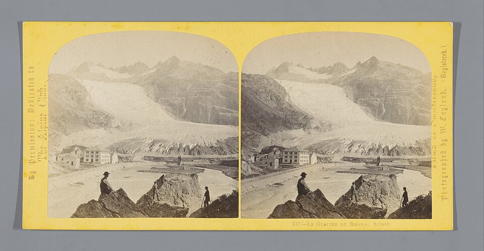 IdentificatieTitel(s): Gezicht op de Rhônegletsjer. La Glacier du Rhone. Suisse. (titel op object)Objecttype: stereofoto Objectnummer: RP-F-F07994Opschriften / Merken: nummer, recto, gedrukt: ‘317.’opschrift, recto, gedrukt: ‘Views of Switzerland, photographed by W. England. (Registered) Under the S
