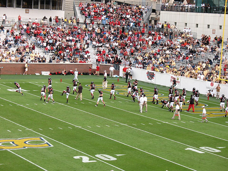 Gardner-Webb football returning to field after halftime. Gardner-Webb Bulldogs shut down the Georgia Tech Yellow Jackets offense, which was playing with its third-string quarterback. The Bulldogs were only able to score one touchdown and Tech barely wins, 10-7.
