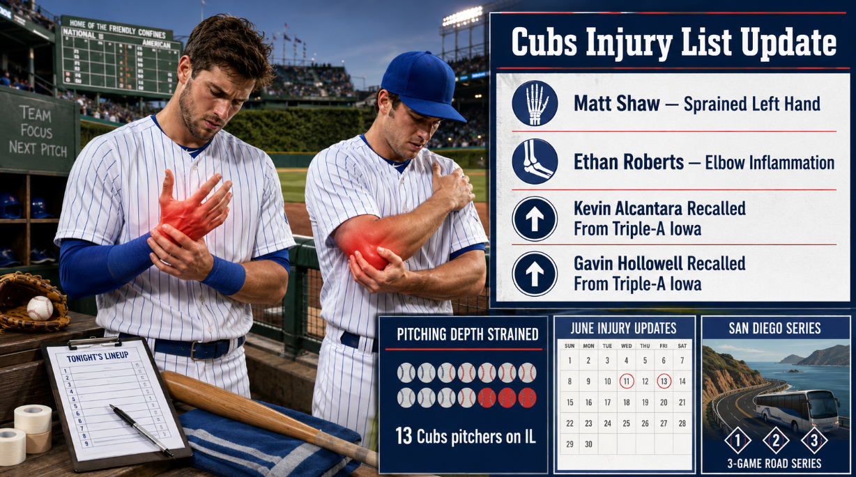 Cubs Place Matt Shaw and Ethan Roberts on Injured List Before San Diego Series