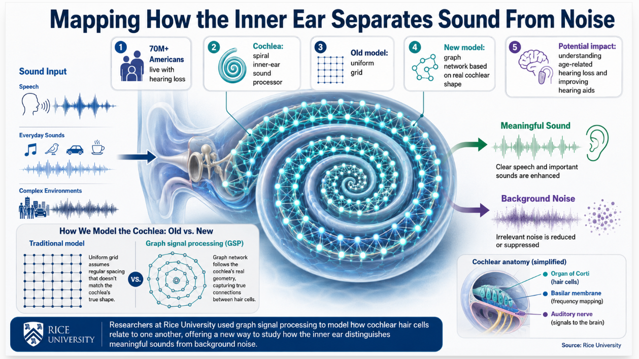 New Cochlea Model Shows How Inner Ear Filters Background Noise