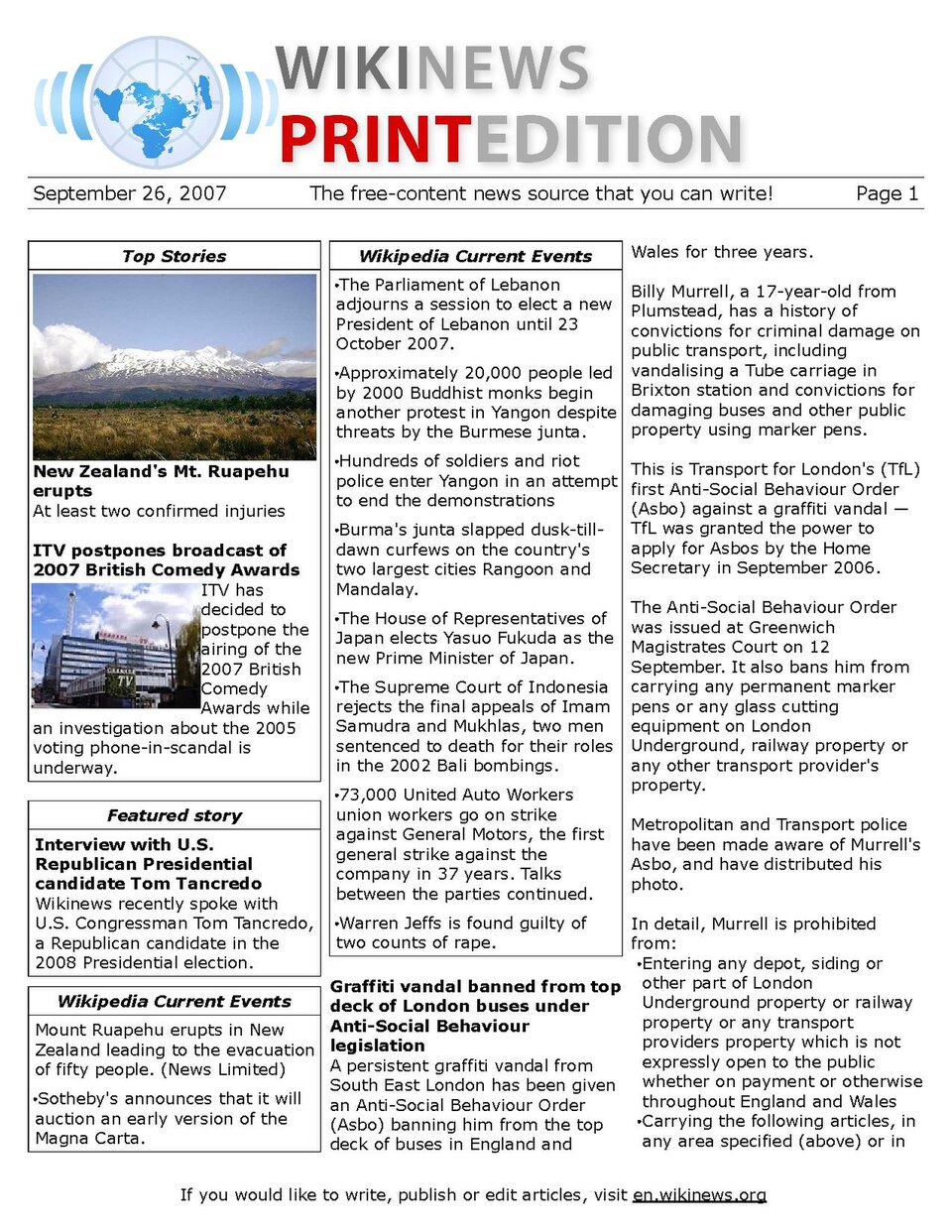 n:Wikinews:Print edition for September 26, 2007.