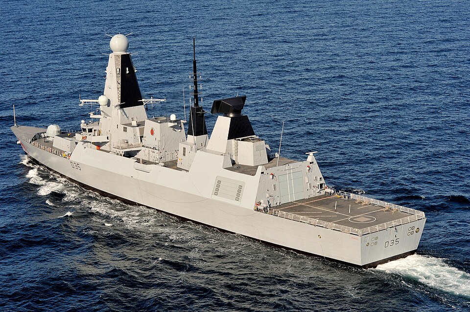 The Royal Navy's latest Type 45 destroyer HMS Dragon during sea trials south of Wales.
The Type 45 class are the largest and most powerful air defence destroyers ever operated by the Royal Navy and the largest general purpose surface warships (excluding aircraft carriers and amphibious ships) to joi