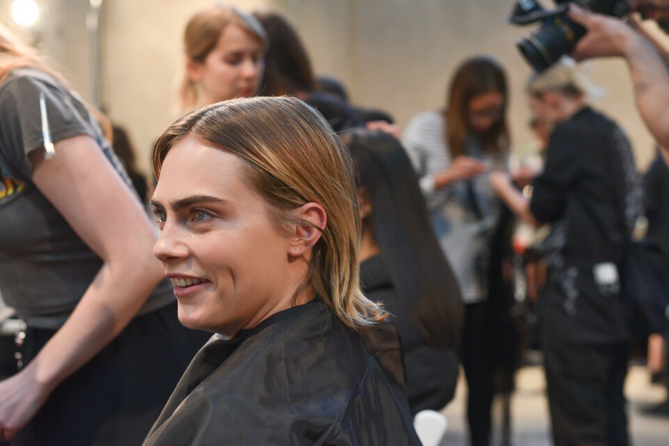 Cara Delevingne Backstage at Prada, Milan February 2019