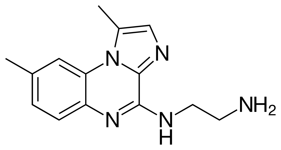 Skeletal formula of BMS-345541—an experimental anti-inflammatory drug. Created with ChemDoodle 7.0.2 and Adobe Illustrator CC.