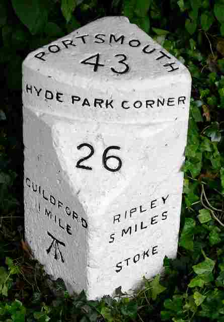 Old Milestone by the A3100, London Road, Stoke