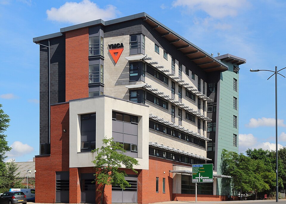 This is the replacement for the Grade II listed building on Mount Pleasant. West side with trademark orange triangle.