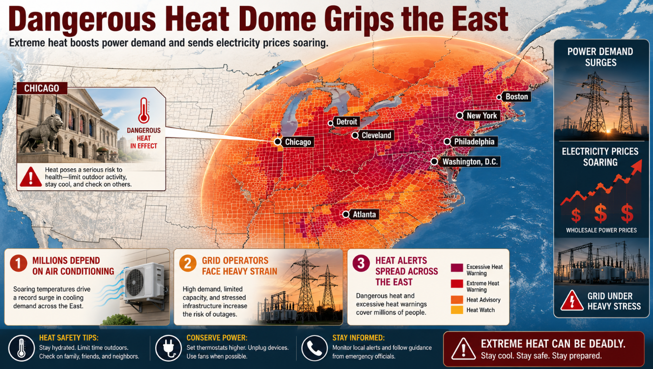 Heat Dome Over Eastern US Pushes Electricity Prices Sharply Higher