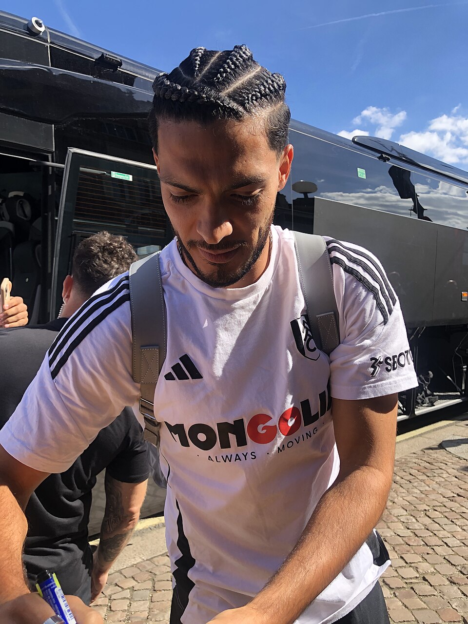 Raúl Jiménez signing autographs at the stadium prior to the Premier League match between Fulham FC and West Ham United FC at Craven Cottage
