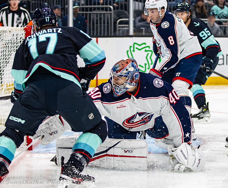 NHL hockey game between the Columbus Blue Jackets and Seattle Kraken in Seattle on January 28, 2024.