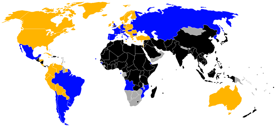 Status of countries with respect to 1966 FIFA World Cup:   Qualified for World Cup finals   Failed to qualify for World Cup finals   Did not enter World Cup   Not an associate member of FIFA