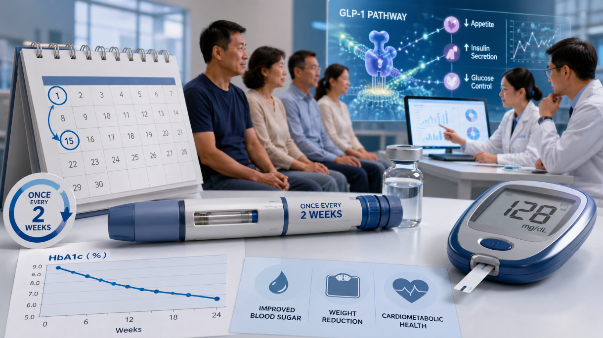 Twice-Monthly GLP-1 Injection Shows Blood Sugar and Weight Loss Results