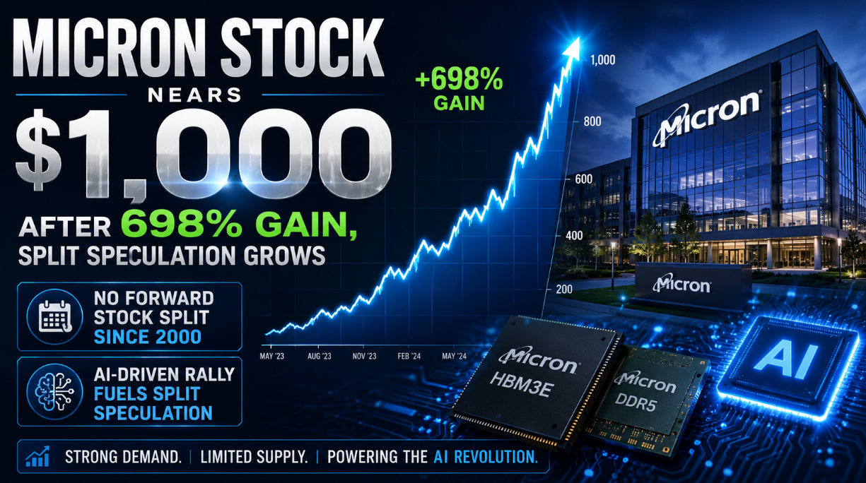 Micron Stock Nears $1,000 After 698 Percent Gain, Split Speculation Grows