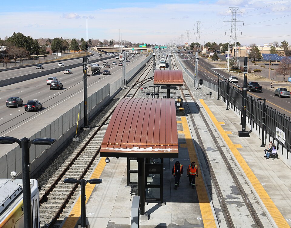 The RTD Florida Station, located at 1490 South Abilene Street in Aurora, Colorado. The station is on the RTD R-Line.