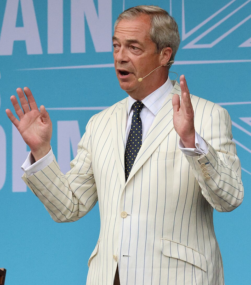 Nigel Farage addressing Reform UK rally at Trago Mills, Devon
