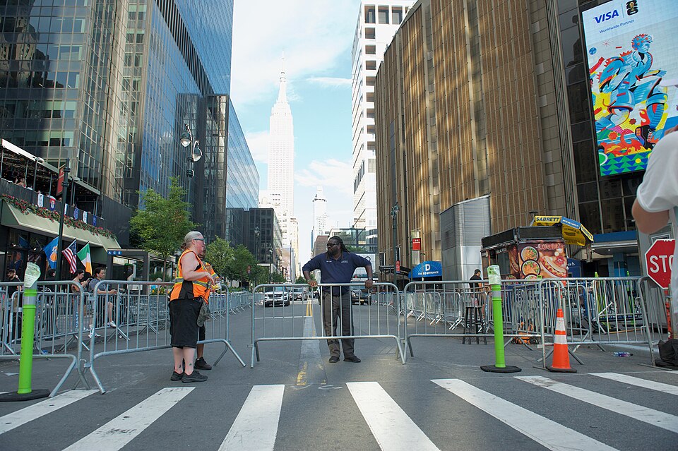 On 3 July 2026, Taylor Swift and Travis Kelce married at Madison Square Garden. Barricades were set up by the police, only allowing people to walk to the entrance to Penn Station.