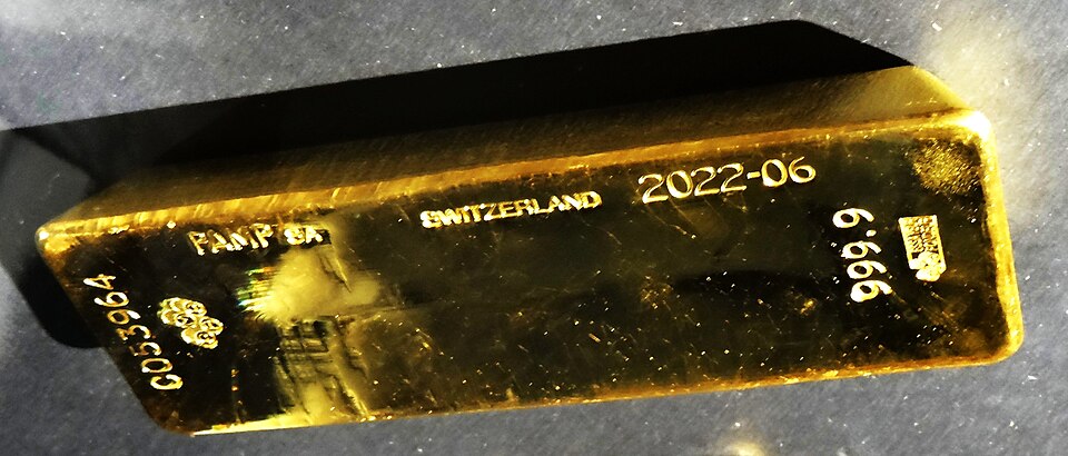 Gold bar on display at the Banque de France, Paris, European Heritage Days, September 2022