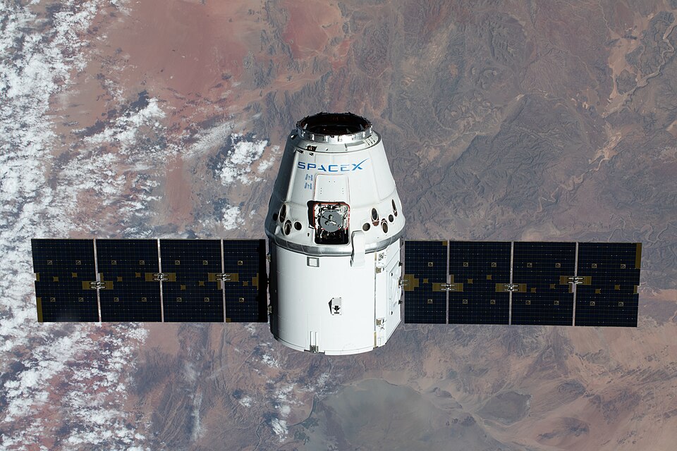 SpaceX CRS-20 mission. The SpaceX Dragon resupply ship is pictured approaching the International Space Station as both spacecraft were soaring 267 miles above the African nation of Namibia.