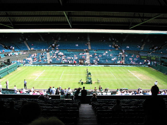 Centre Court, Wimbledon. Early in the afternoon before play commences, hence lack of spectators