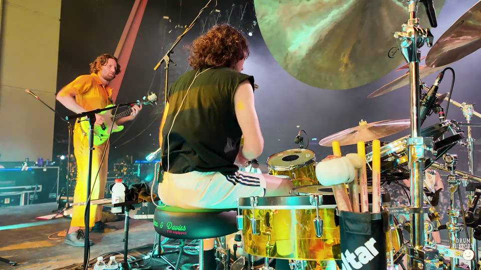 Frame from "King Gizzard | Drum Cam | Motor Spirit (4K)" by Drum History Podcast from King Gizzard &amp; The Lizard Wizard's 2024 performance in Newport, Kentucky.