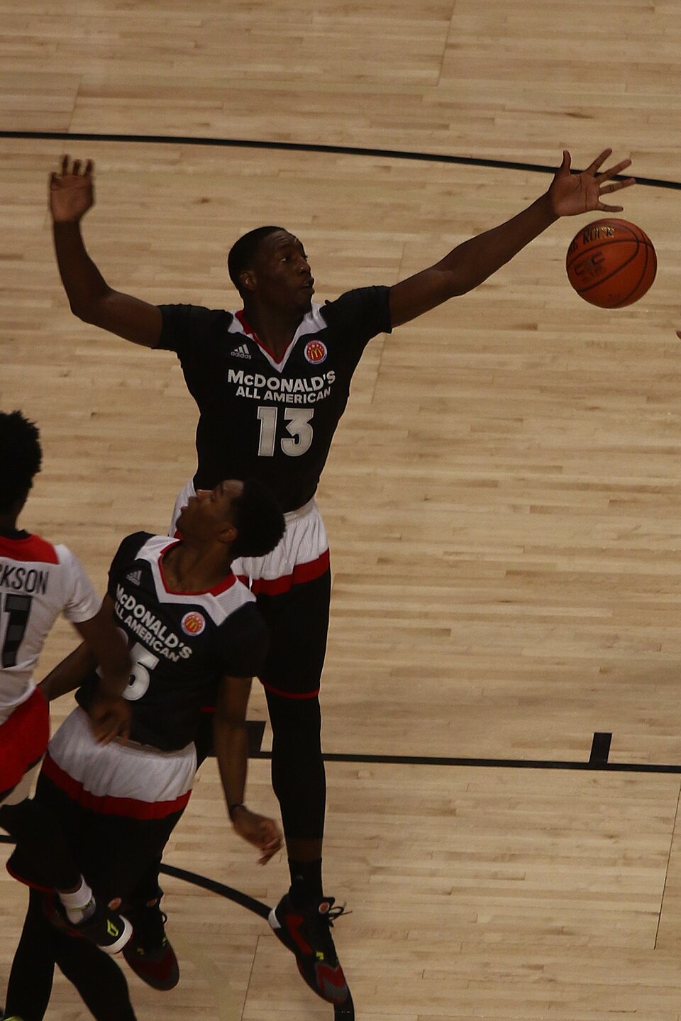 w:Bam Adebayo (#13) and w:V. J. King (#25) at the w:2016 McDonald's All-American Boys Game