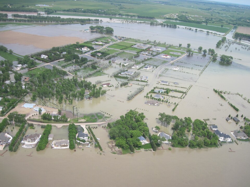 NORTH DAKOTA — Aerial views of the Missouri River in the Bismarck-Mandan, North Dakota area June 8, 2011. The photos were taken from a North Dakota National Guard (UH-60) Black Hawk. The upstream Garrison Dam is releasing water into the Missouri River at a flow of 140,000 cubic feet per second (cfs)