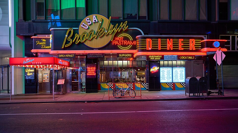 The Brooklyn Diner near Times Square on West 43rd Street in New York City, at night on September 23, 2024