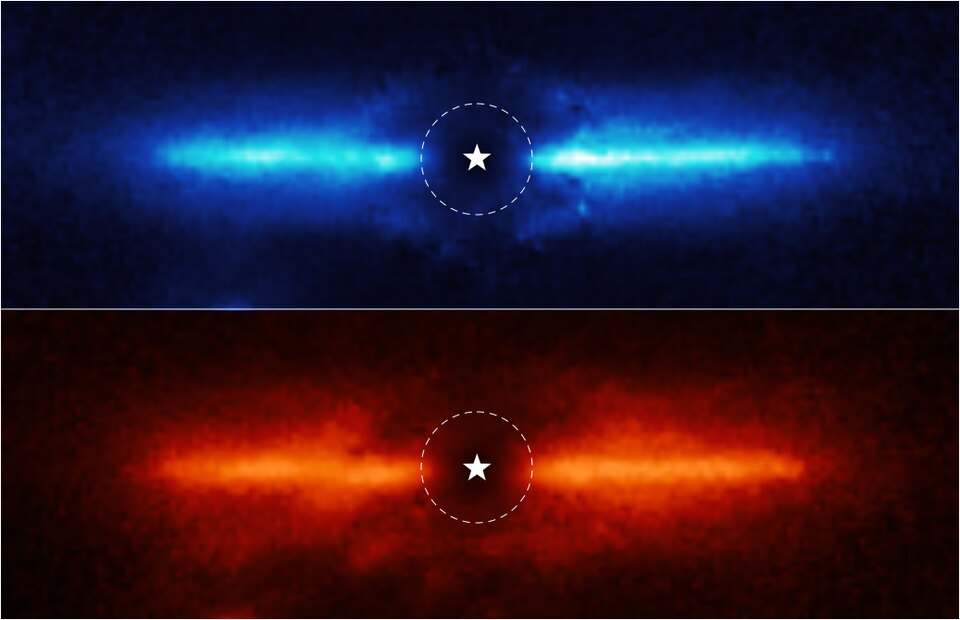 The NASA/ESA/CSA James Webb Space Telescope has imaged the inner workings of a dusty disk surrounding a nearby red dwarf star. These observations represent the first time the previously known disk has been imaged at these infrared wavelengths of light. They also provide clues to the composition of t