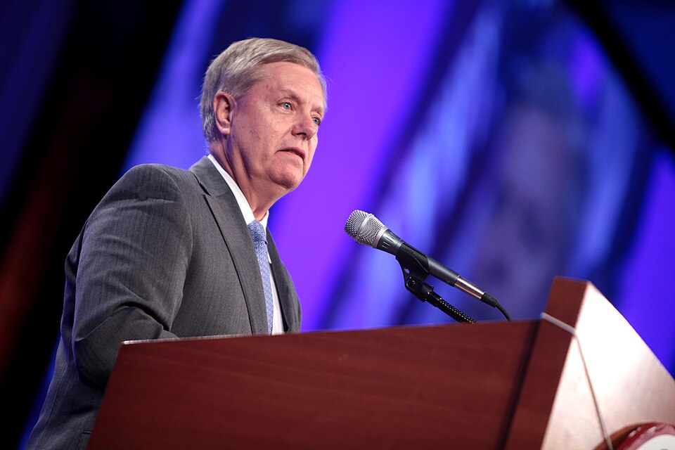U.S. Senator Lindsey Graham of South Carolina speaking at the Iowa Republican Party's 2015 Lincoln Dinner at the Iowa Events Center in Des Moines, Iowa.

Please attribute to Gage Skidmore if used elsewhere.