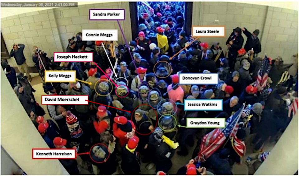 Alleged members and associates of Oath Keepers inside US Capitol - January 6, 2021