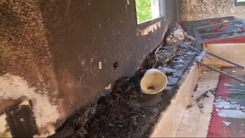 A house set on fire by settlers in Al-Mughayyir, Ramallah. April 2024