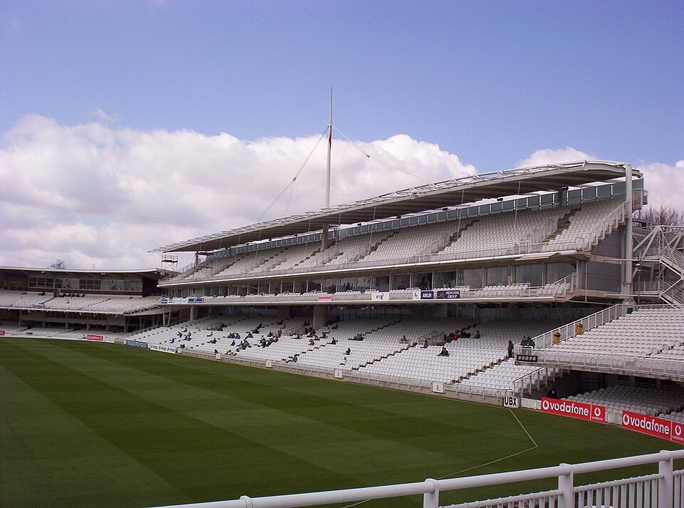 Grand Stand at Lord's Cricket Ground, London, England. Photographed during the MCC v Warwickshire match.