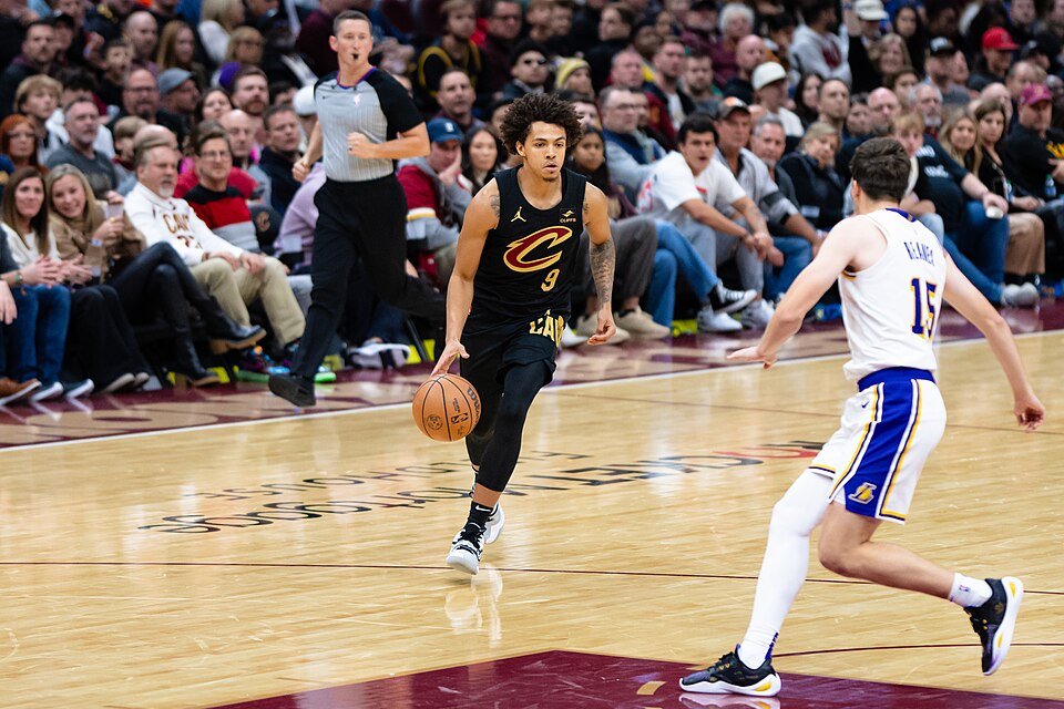 Craig Porter Jr. with the Cleveland Cavaliers during a November 2023 game at Rocket Mortgage FieldHouse in Cleveland