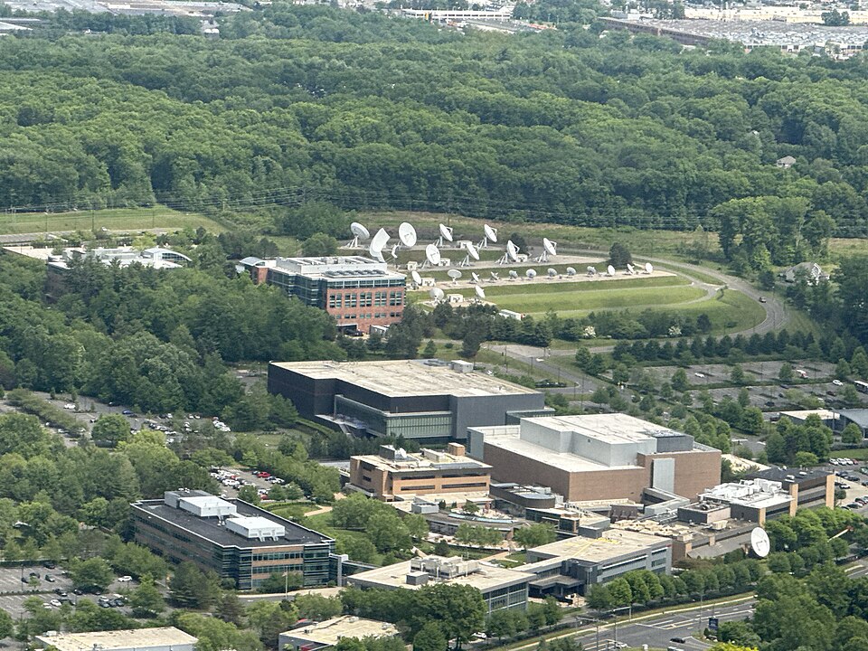 Aerial view of ESPN's world headquarters in Bristol, Connecticut, USA