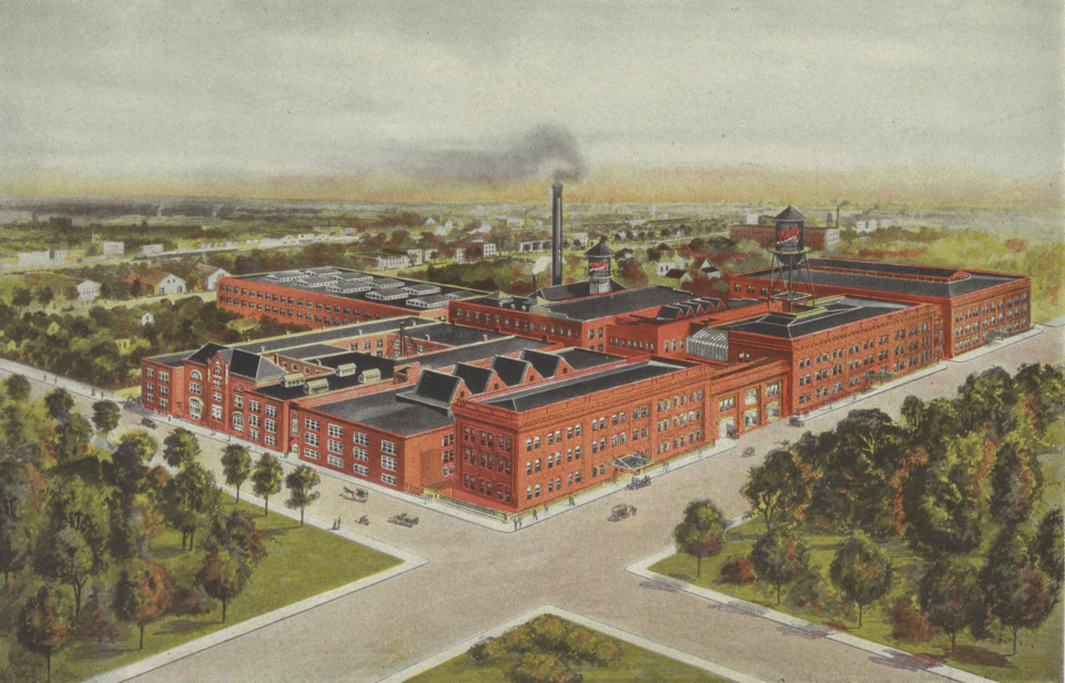 Eli Lilly and Company. “Principal Office and Laboratories, Indianapolis, U.S.A.” Ink on paper, from the Hand Book of Pharmacy and Therapeutics. Indianapolis, Indiana, c1919.