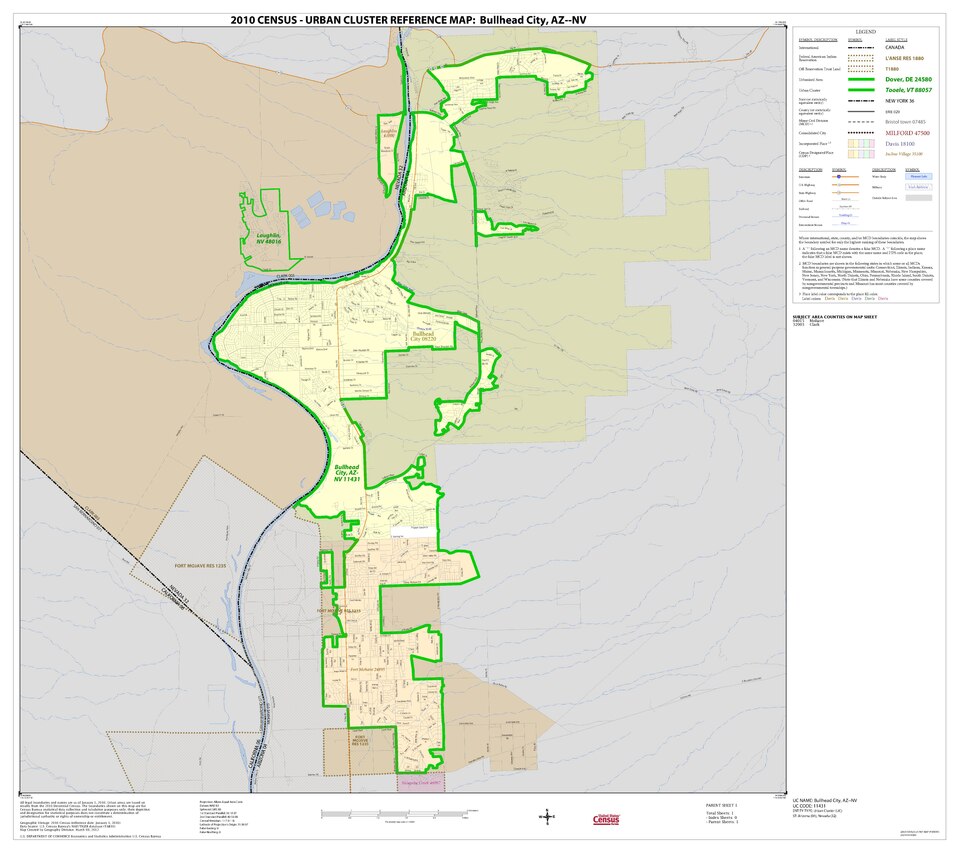 2010 Census Urban Cluster Reference Map for Bullhead City, Arizona--Nevada - DPLA - 697a5184e35364cbdcc8feb9dba86711