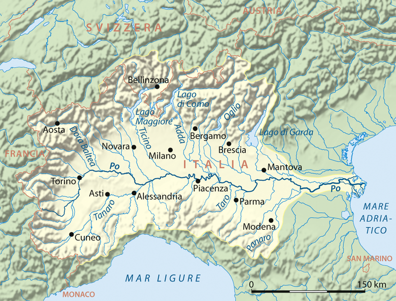 Drainage basin of Po River, Italian version