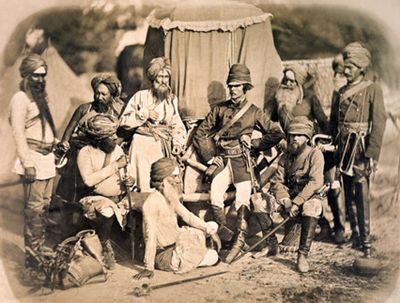 Fane's Horse'
Compare with File:Felice Beato - 'Fane's Horse'.jpg, indicated as being Fane's horse, in pencil notes.
Previously given as British &amp; Native Officers of Hodson's Horse, 1858. This is a photograph about whose subjects there is disagreement in reputable academic circles. (1) www.briti