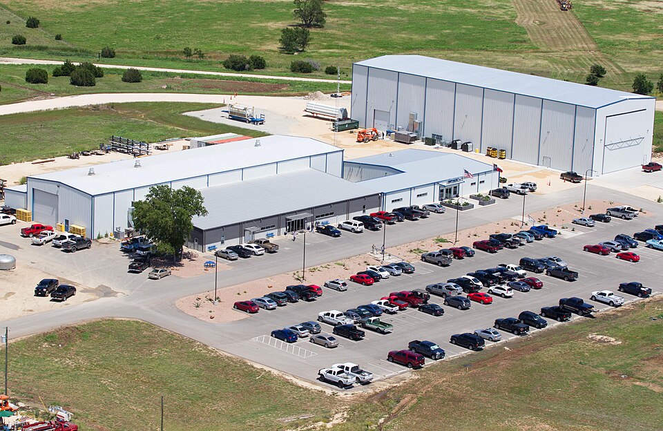 Aerial photo of Central Site at Rocket Development Facility in McGregor, Texas.