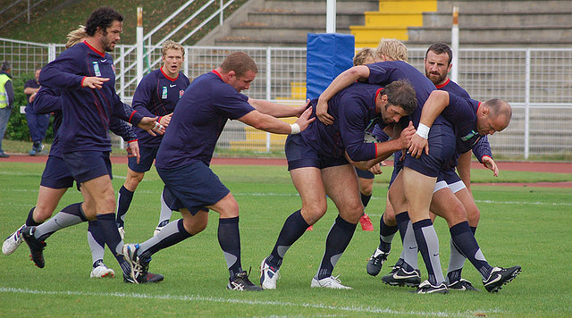 English team training session. Cropped image.