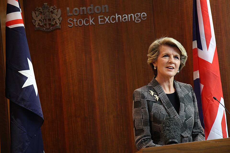 Australian Foreign Minister Julie Bishop speaking at the London Stock Exchange, 10 March 2014.