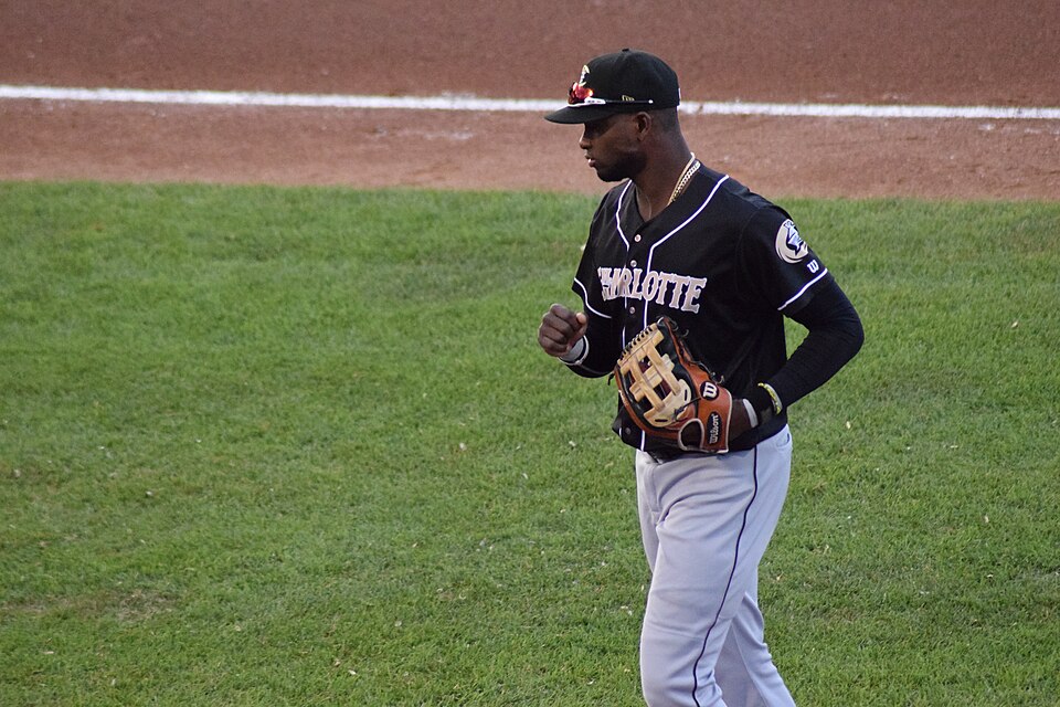 Luis Robert of the Charlotte Knights during a 2019 game at Coca-Cola Park in Allentown