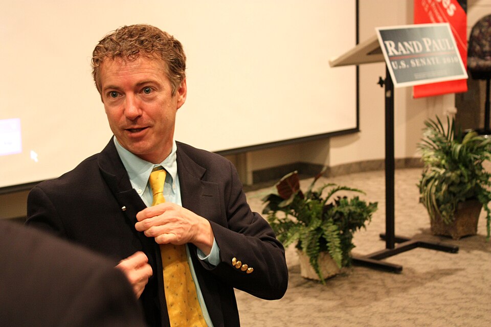 United States Senate candidate Rand Paul being presented with a lapel pin at the University of Louisville College of Business in Louisville, Kentucky.

Please attribute to Gage Skidmore if used elsewhere.