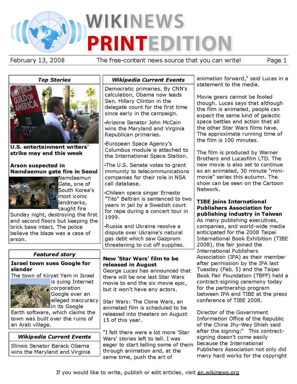 n:Wikinews:Print edition for February 13, 2008.