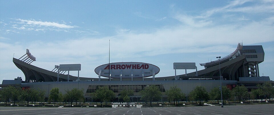 Exterior of Arrowhead Stadium in July 2010, after the renovations were completed and unveiled.
