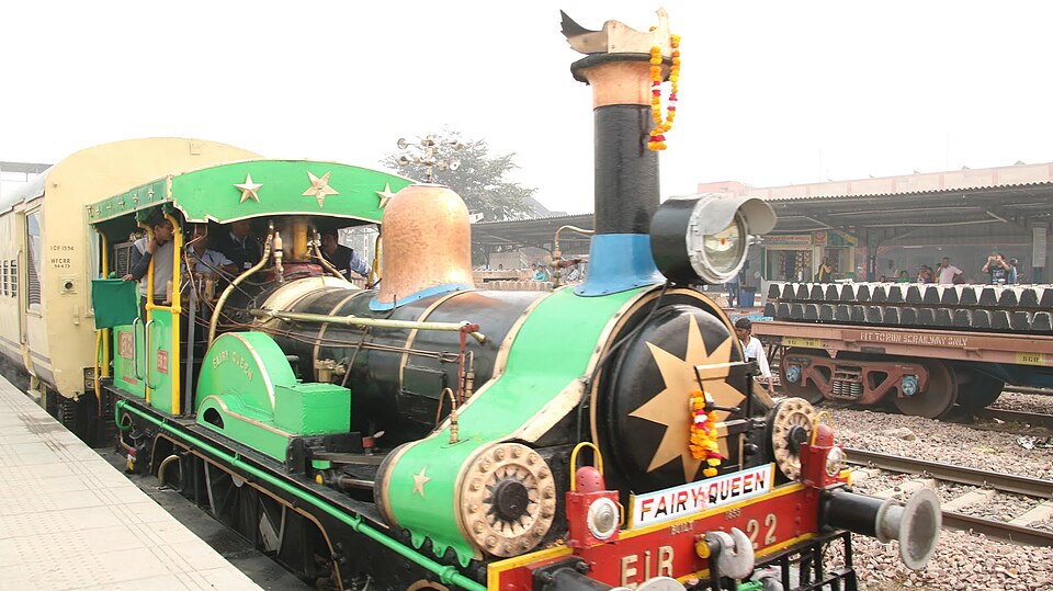 Tourist train hauled by Fairy Queen Engine (EIR22) leaving Delhi Cantt railway station in Nov 2017